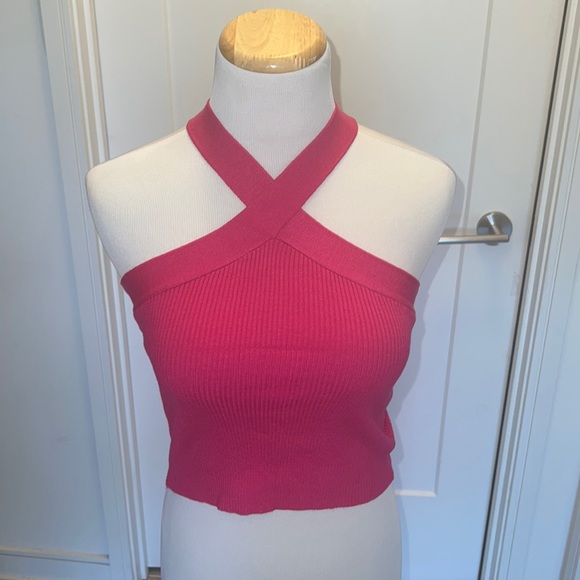 Tops - ✅ $5 ADD-ON ✅ Pink Crop Halter Knit Top Size S ✅ $5 ADD-ON ✅ ✅ $5 ADD-ON ✅